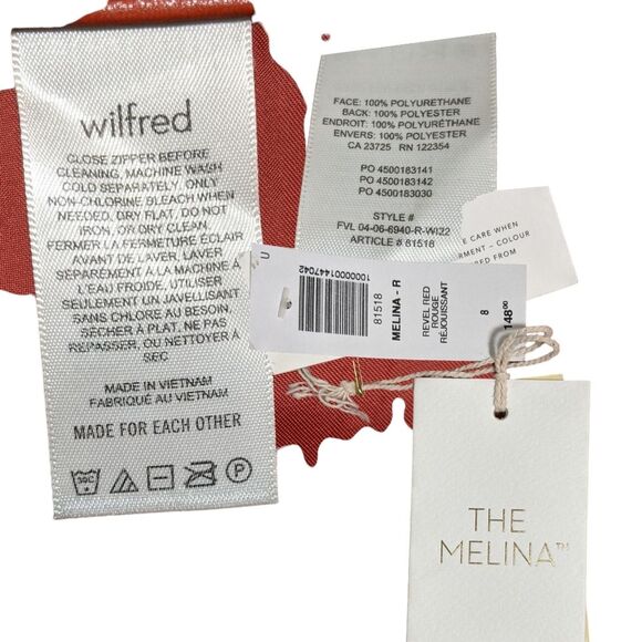 NWT Aritzia Wilfred The Melina high-waisted vegan leather pant in revel red 8 - Picture 7 of 11